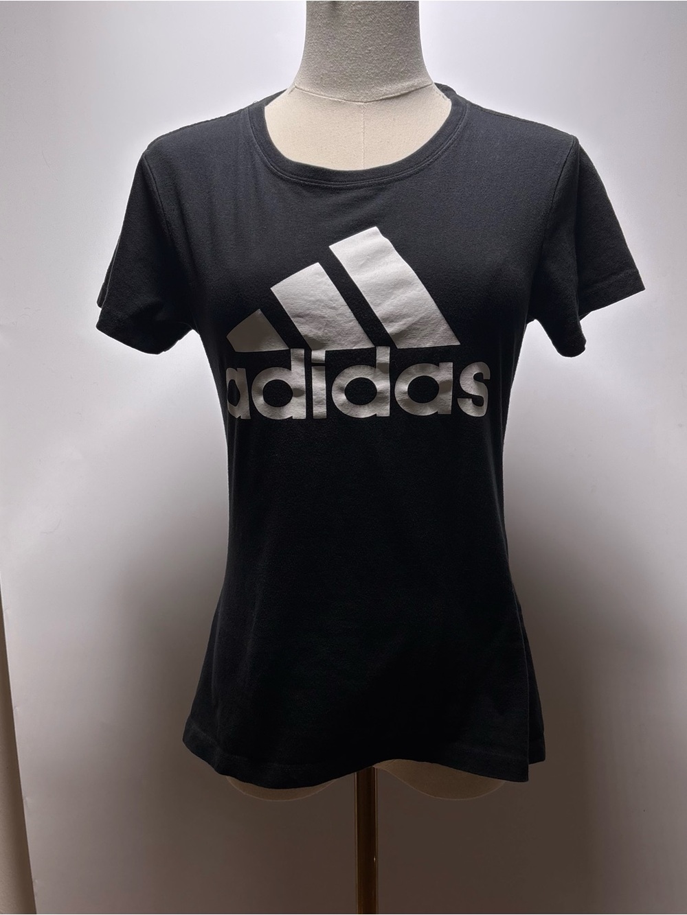 adidas Black Tee with White Logo Size S